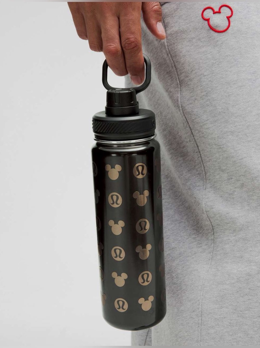 Disney Black Water Bottle with Gold Logos